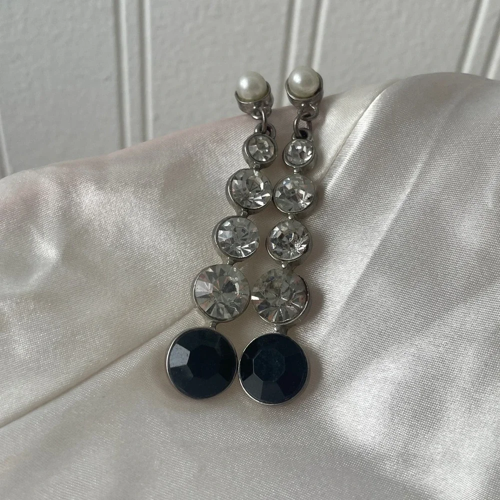 Dangle Drop Large Rhinestone Earrings - Picture 6 of 6